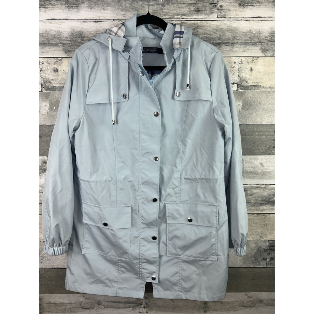 Bloggerlove Women's Smal Baby Blue Raincoat With hood